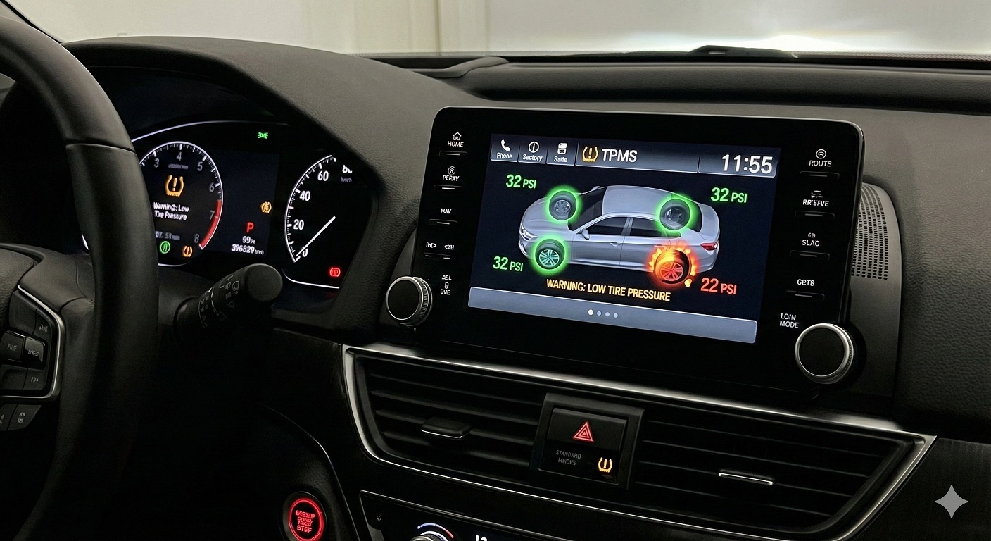 نمایش سنسور باد لاستیک TPMS در مانیتور خودرو سلماسیستم